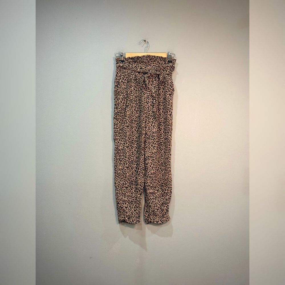 American Eagle Leopard Tie Waist Casual Pants Size S EUC